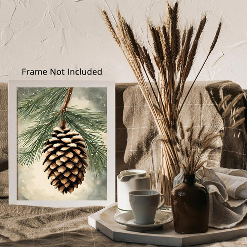 Posterizer 1 pcs-pinecones in snowey winter nature 6-Holiday Poster Collection-Landscape & Nature Art-Living Room Bedroom Decor- unframed wall art...