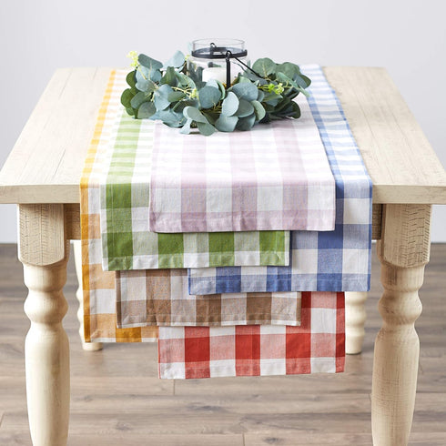 DII Buffalo Check Collection, Classic Farmhouse Table Runner, 14x108, Stonewash Blue...