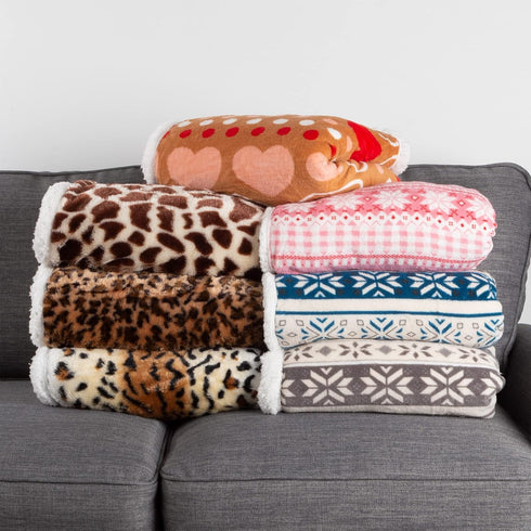 Lavish Home Fleece Sherpa Throw Blanket - Ultra Soft Plush Bed, Sofa or Couch 50" x 60" Tiger Set of 1...