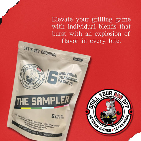 Grill Your As* Off Sample Pack Spices and Seasonings - (6 Pack) BBQ & Grill Seasoning for Beef, Steak, Burgers, Pork & Chicken - MSG & Gluten Free...
