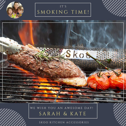 Pellet Smoker - BBQ Hexagonal Smoking Tube + Brush + Hook + Free EBook + Digital User Guide - 5 Hours of Billowing Smoke - For Electric, Gas, Char...