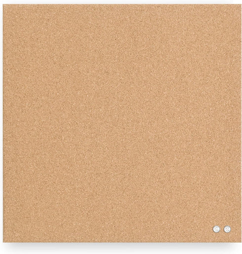 U Brands Frameless Square Cork Bulletin Board, Office Supplies, 14” x 14”, Natural, with Push Pins, 1 Count...
