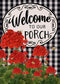 Home Decorative Welcome to Our Porch Geranium Spring Summer Garden Flag, Red Flower Black White Buffalo Plaid Check House Yard Outside Decoration ...