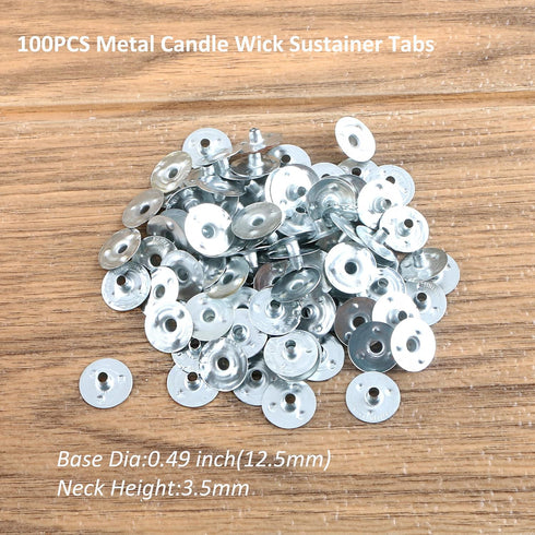 MILIVIXAY 100PCS 8 inch Candle Wicks with 100 Metal Tabs, 100PCS Candle Wick Stickers and 6PCS Wooden Candle Wick Holders - Wicks Coated with Para...