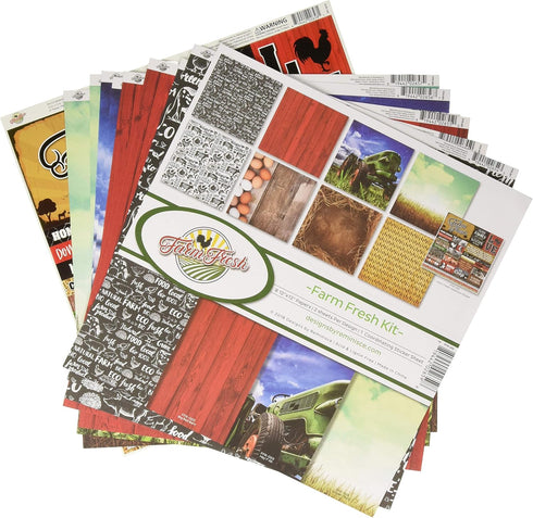 Reminisce Farm Fresh Scrapbook Collection Kit, Multi Color Palette, 12-x-12-Inch...