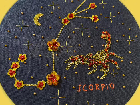 mozhijing constellation Embroidery Kit for Adults with Stamped Pattern, Round Beads for Embroidery DIY Crafting,Cross Stitch Beginner Kits with Fr...