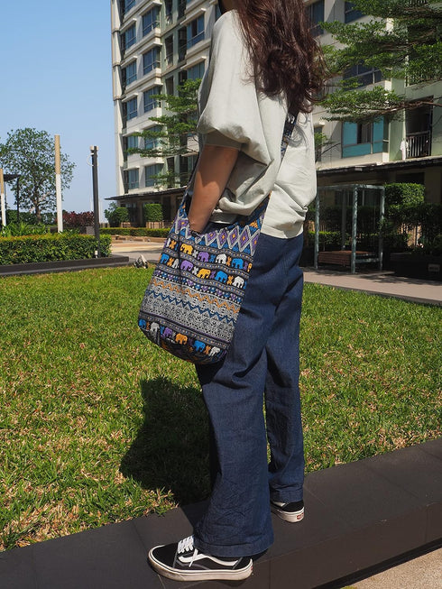 Hippie Boho Crossbody SLING Shoulder Bag Bohemian Gypsy Medium Size Design printed for Men or Women...