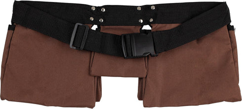 11 Pocket Brown and Black Heavy Duty Construction Tool Belt, Work Apron, Tool Pouch, with Poly Web Belt Quick Release Buckle - Adjusts from 33” In...