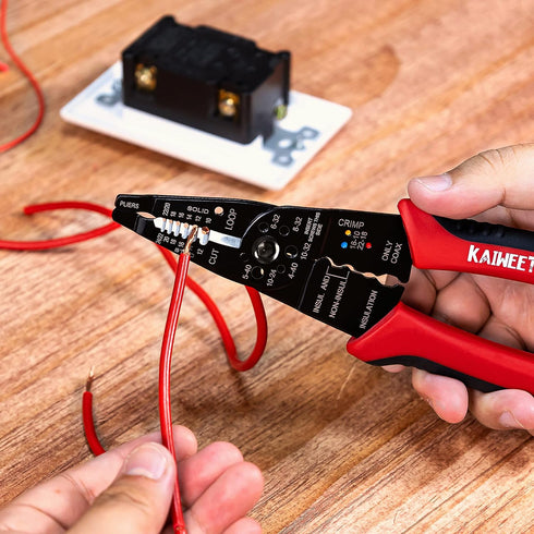 KAIWEETS Wire Stripper 10-22 AWG Wire Splicer Cable Stripper Multipurpose Wire Stripping Tool Electrical Wire Pliers with Screw Cutter...