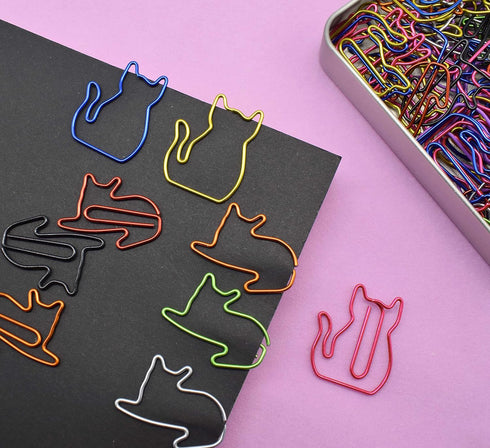 100 pcs Cat Paper Clips Cute, Cat Bookmark Clips, Cat Lover Gifts for Women, Cat Office Supplies Gifts Cat Office Desk Accessories for Work School...