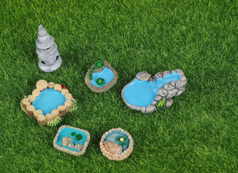 Dong Huang 12pcs Mini Fairy Garden Accessories Kit, Micro Landscape Decoration Pond Bridge Ornaments, Miniature Figurines for Potted Plant Bonsai ...