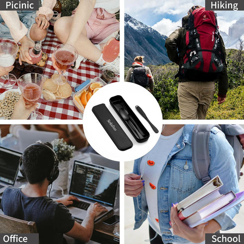 Travel Cutlery Set with Case Portable Silverware Utensils Set,5-pieces Stainless Steel Reusable Flatware Set Cutlery Set for Camping Picnic Hiking...