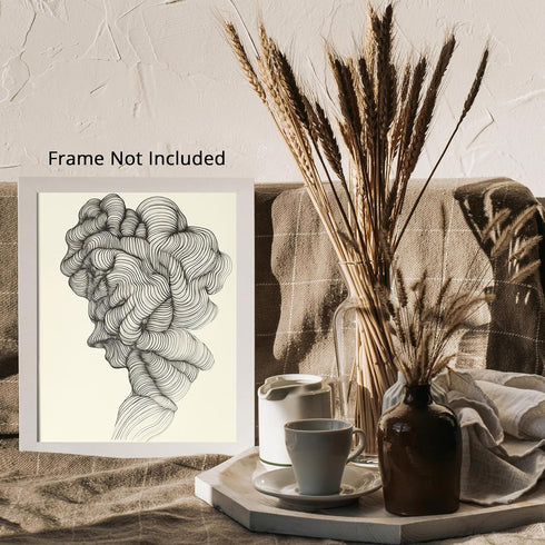 Posterizer 1 pcs-line art minimalist art work resmbling a face 1-Abstract & Modern Art Gift for Men Women Entrepreneur Teens Decor for Home & Off...