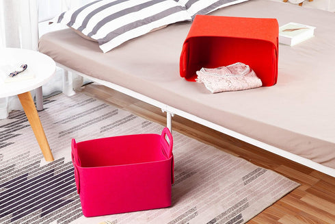 Minoisome Storage Basket Felt Storage Bin Collapsible& Convenient Box Organizer with Carry Handles for Office Bedroom Closet Babies Nursery Toys L...