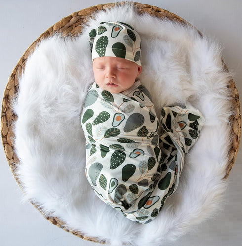 Newborn Blanket Baby Stretch Wrap Swaddle Blanket Receiving Blanket Set with Matching Beanie...