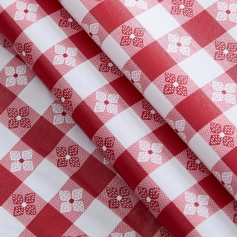 Newbridge 60 x 84 Inch Oval Vinyl Tablecloth with Flannel Backing, Bistro Tavern Check, Café Checkered Indoor Outdoor Vinyl Table Cover for Picnic...