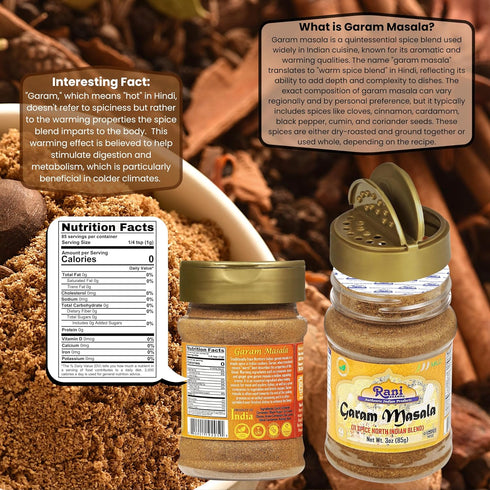 Rani Garam Masala Indian 11-Spice Blend 3oz (85g) PET Jar ~ All Natural, Salt-Free | Vegan | No Colors | Gluten Friendly | NON-GMO | Kosher | Indi...