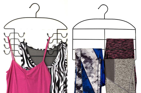 DR. ORGANIZER Leggings/Yoga/Stretch Pants & Tank Top/Cami Closet Organizer Hanger 2/pc Set Combo, Tank Top & Pants, Black, 2 Piece...