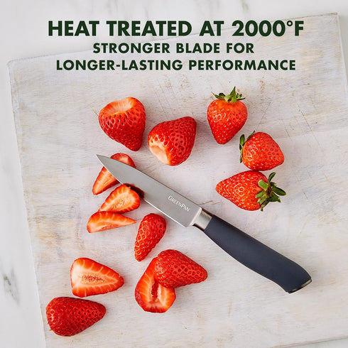 GreenPan Titanium 4" Paring Knife, Titanium Coated, Stainless Steel, Eco-friendly, Ergonomic Grip, Slip Resistant, Balanced, Heat Treated, Hand Sh...