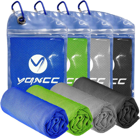YQXCC 4 Pack Cooling Towel (40"x12") Cool Cold Towel for Neck, Microfiber Ice Towel, Soft Breathable Chilly Towel for Yoga, Golf, Gym, Camping, Ru...