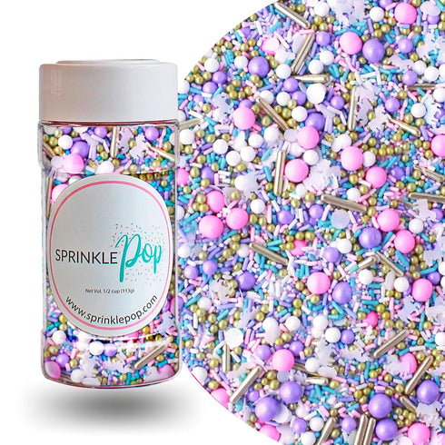 Sprinkle Pop Unicorn Sprinkle Mix| Pastel Pink Purple Blue White Sprinkles with ~20 Unicorn Wafer Paper and Gold Dragees Made in USA for Decoratin...