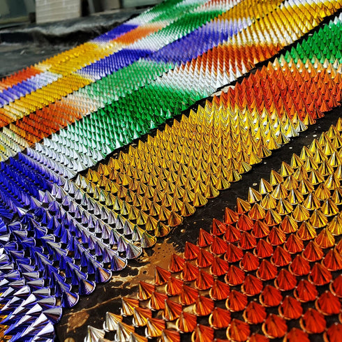 1 Yard Sew Stitch On Rainbow Spike Stud Cone Flatback Punk Rock Decoration Ribbon Webbing Wrap for DIY Arts Craft Wedding Bouquet Cake Birthday Pa...