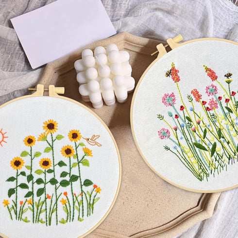 Maydear 4 Packs Embroidery Starter Kit with Pattern, Stamped Cross Stitch Kits for Beginners Adults with Embroidery Hoop and Instructions, Hand Em...