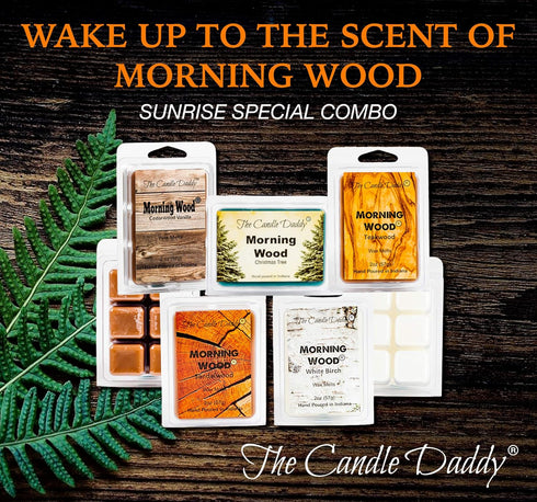 Sunrise Special Combo Set of Five Scented Morning Wood Wax Melt 30 Cubes - Cedarwood Vanilla, Teakwood, Sandlewood, Christmas Tree, White Birch Fu...