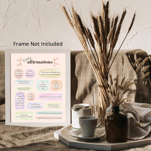 Posterizer 1 pcs-daily positive affirmations with pastel aesthetic-Motivational & Inspirational Art-Gift for Daughter, Son, Kids-Decor for Home & ...