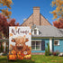 Welcome Fall Highland Cow Garden Flag 12x18 Inch Double Sided Burlap, Farmhouse Pumpkins Cow Yard Decor Seasonal Flowers Porch Flag for Rustic Aum...