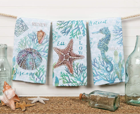 Kay Dee Designs Set of 3 Beachcomber Dual Purpose Terry Kitchen Towels...