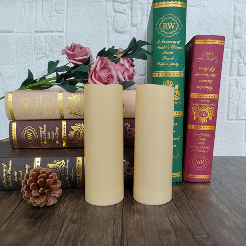 2 Pack Outdoor Flameless Pillar Candles with Remote & Timer Battery Operated Waterproof Electric LED Candle Set for Halloween Home Décor Party Wed...