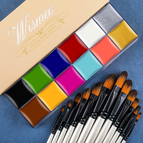 Face Paint Makeup Palette Face Body Paint Set 12 Colors Christmas Halloween Face Paint Kit Sfx Makeup palette Cosplay Makeup Kit with 12 Brushes (...