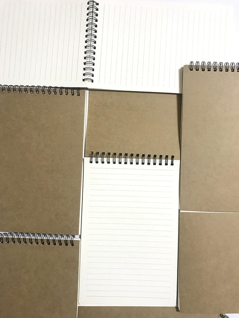 A5 Top Spiral Bound Notebooks Bulk Journals Spiral Steno Pads Blank/Lined Kraft Brown Cardboard Cover Thick Cream Writing Pad Sketchbook Scrapbook...