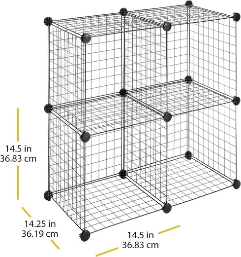 Whitmor Storage Cubes - Stackable Interlocking Wire Shelves -Black (Set of 4)...
