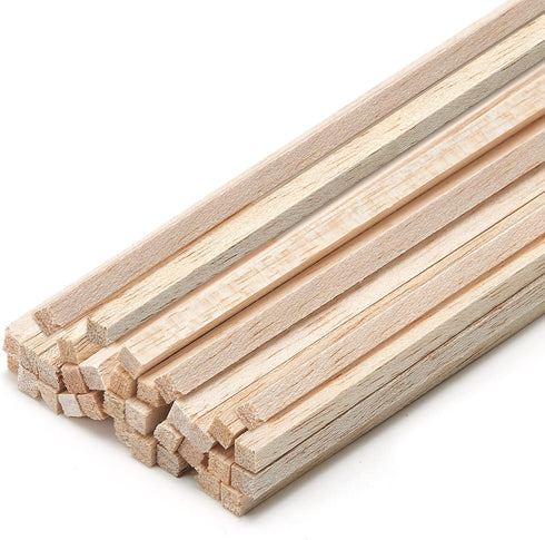 Balsa Wood Sticks 1/4 Inch Square Dowels Strips 12" Long - Pack of 30 by Craftiff...