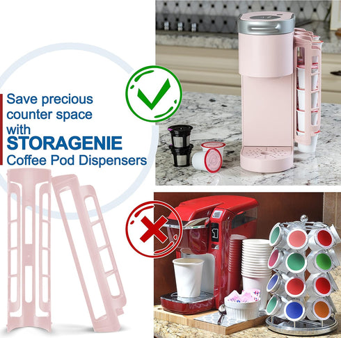 STORAGENIE Coffee Pod Holder for Keurig K-cup, Side Mount K Cup Storage, Perfect for Small Counters(Pink)...