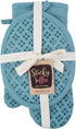 Sticky Toffee Oven Mitt and Pot Holder Set of 3 – Blue Non-Slip Kitchen Hot Pads and Mitts with Silicone Grip, 100% Cotton Shell, Oeko-Tex Cotton...