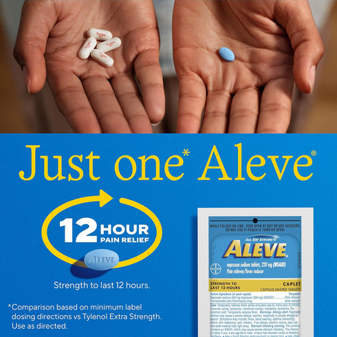Aleve Pain Reliever & Fever Reducer Naproxen Sodium Caplets, Body Pain Relief, Arthritis Pain Relief, Pain Medicine for Adults and Children Ages 1...