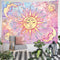 Ohjijinn Pastel Pink Burning Sun Tapestry - Mystic Celestial Sun and Moon with Stars - Psychedelic Hippy Tie Dye Wall Hanging for Party Home Decor...