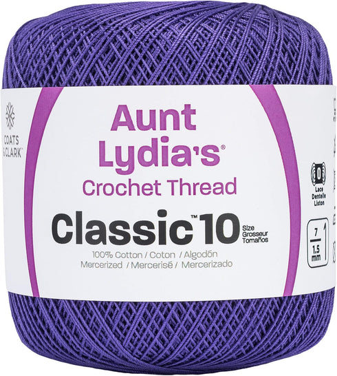 Coats Crochet Aunt Lydia's Crochet, Cotton Classic Size 10, Violet...