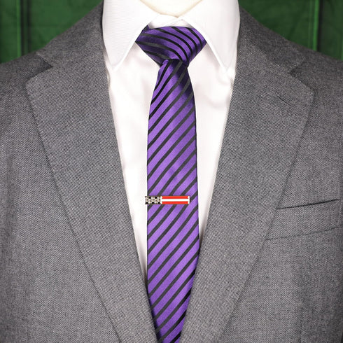 American Flag Tie Clip USA Flag Tie Bar In Gift Box Men Patriotic Flag Clasp...