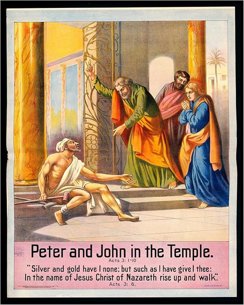 Posterizer 1 pcs-Peter and John in the temple poster-Religious Posters-Gifts for Christians -Decor for Church, Sunday School Classroom- unframed w...