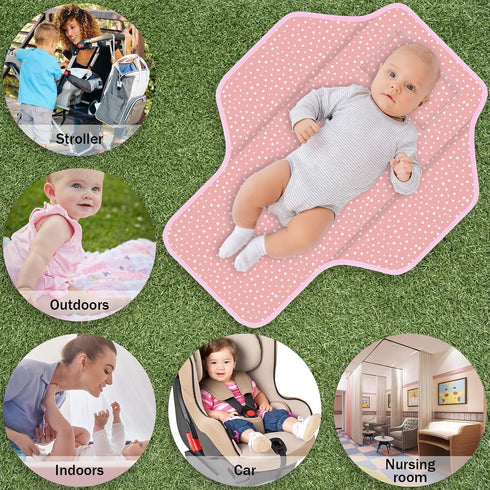 Baby Portable Diaper Changing Pad, Foldable Travel Diapering Changing Mat with Built-in Pillow, Waterproof Compact Changing Pad for Newborn Baby C...