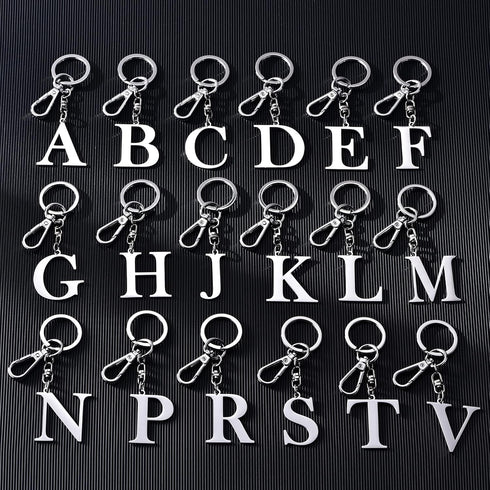 Initial Letter Key chain Silver for Men Women Bright 304 Stainless Steel Gold Alphabet Keychain Ring for Girls Boys...