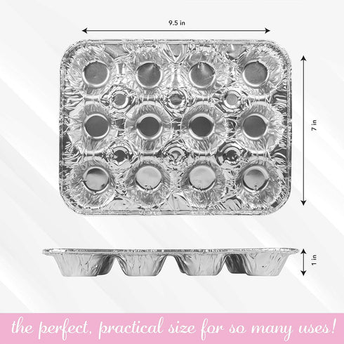 PLASTICPRO Aluminum Foil Muffin Pans Reusable and Disposable, Holds 12 Mini Cupcakes/Muffin foil Pan Pack of 20...