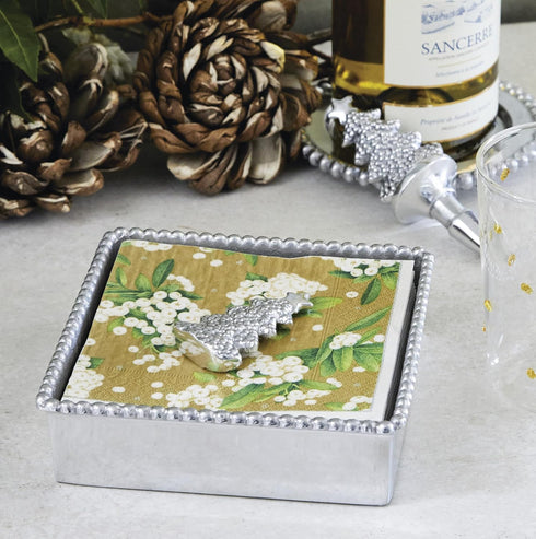 MARIPOSA DOTTY CHRISTMAS TREE NAPKIN WEIGHT | SILVER | BRILLANTE | GIFTS | NAPKIN WEIGHTS | RECYCLED SANDCAST ALUMINUM | HANDMADE IN MEXICO...