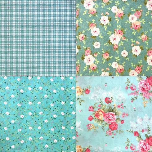 Mililanyo 8Pcs 18x22 inch Cotton Fabric Green Floral Rose Fat Quarters Fabric Pre-Cut Quilt Squares for Patchwork Quilting and DIY Sewing Projects...