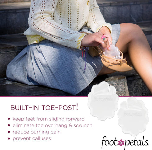 Foot Petals Ball of Foot Cushions, Long Lasting Pain Relief, Women's High Heel Insert 1 Pair, Gel-w/Toe Post, Medium...