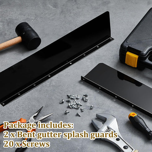 2 Pcs Gutter Valley Splash Guards Downspout Diverter Roof Rain Diverter Roofing Gutter Guards with 20 Screws Gutters for House Residential Flat Sh...